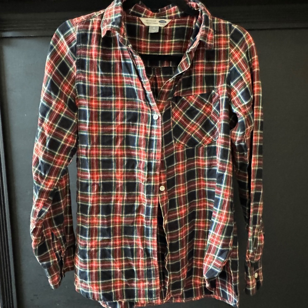 Red and Blue Plaid Button Up Shirt
